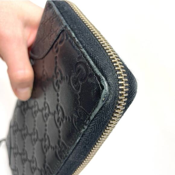 Gucci GG Monogram Guccissima Black Leather Zip Around Long Card Wallet Clutch - Picture 11 of 16